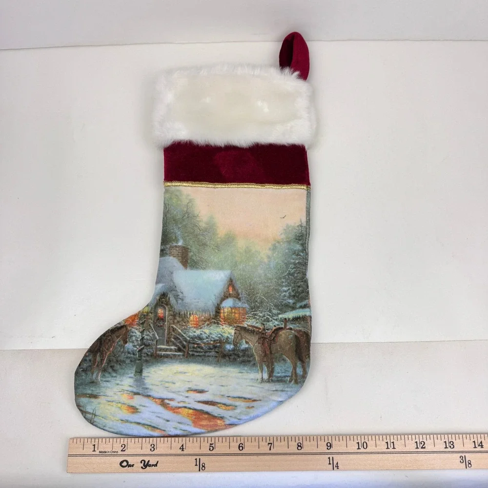 Vtg 2005 Thomas Kinkade Limited Treasures A Christmas Welcome Stocking Snow